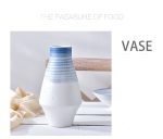 Retro White and Blue Glazed Ceramic Vase